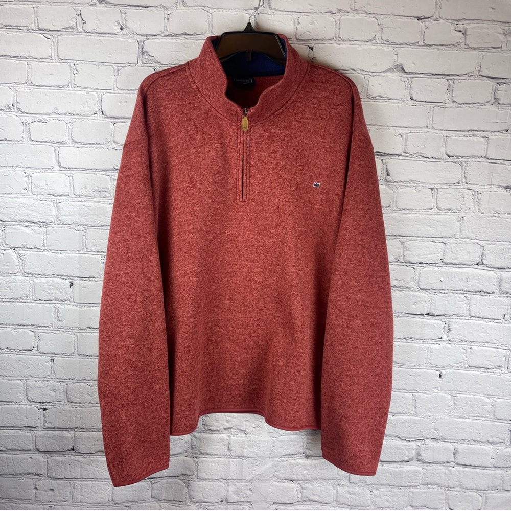 Crown & Ivy Sweater Fleece Mens 2XL Red Pullover Mock Neck Quarter Zip‎
